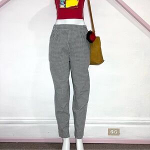 Vintage Gingham Black and White  Women's pants nostalgic retro preppy grunge